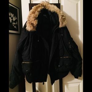 Ralph Lauren Puffer Bomber Jacket with Coyote hood